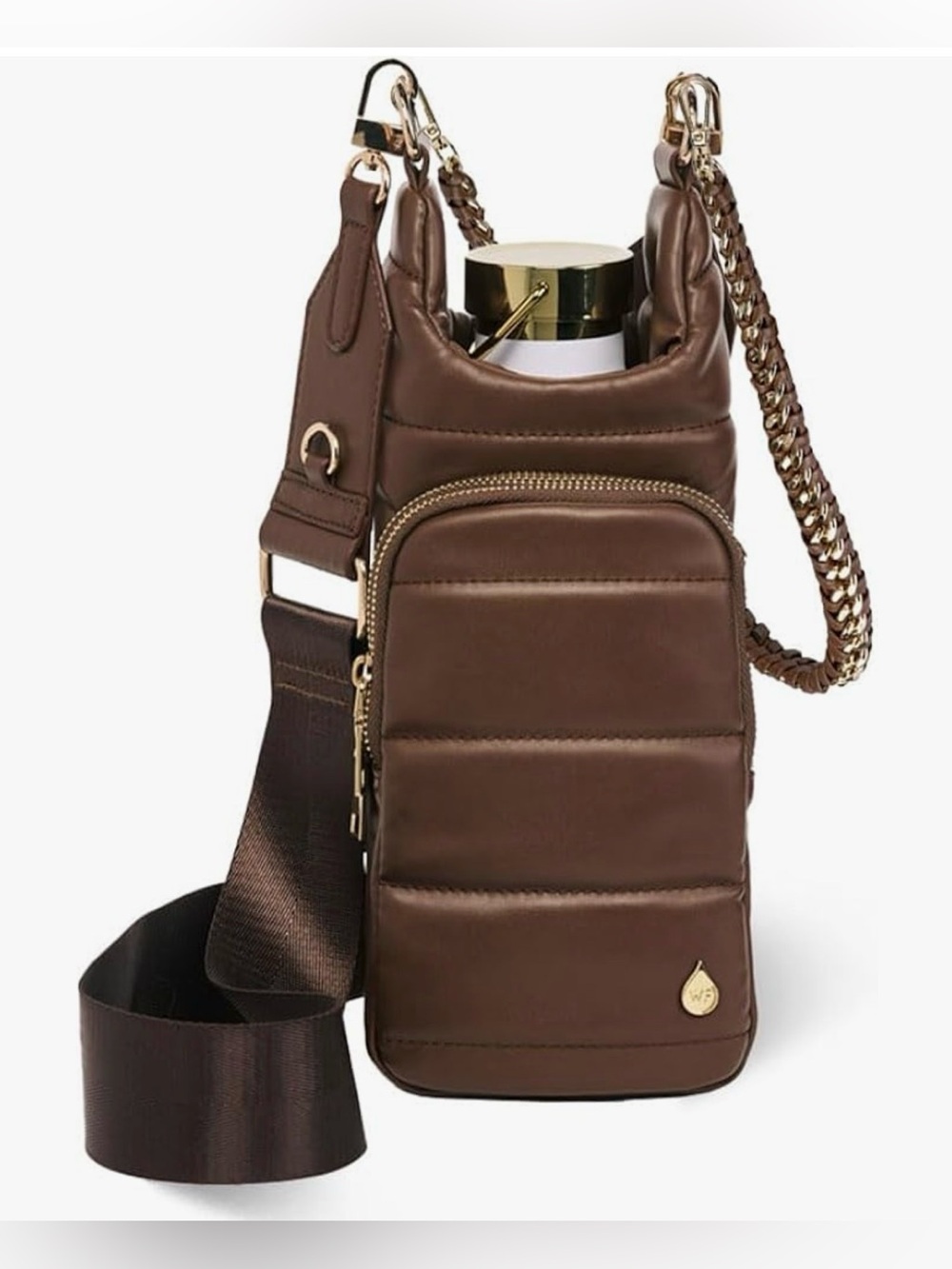 WanderFull Original HydroBag Vegan Leather Water Bottle Crossbody Bag Mocha